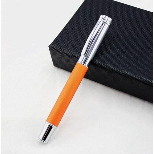 Luxury wood ang Metal Roller Ball Pen 0.5mm Black Office Business Writing Ballpoint Pens Gifts Stationery Supplies