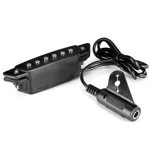 SH-85 Black 6 Hole Soundhole Pickup with Active Power Strap End-Pin Jack for Acoustic Guitar