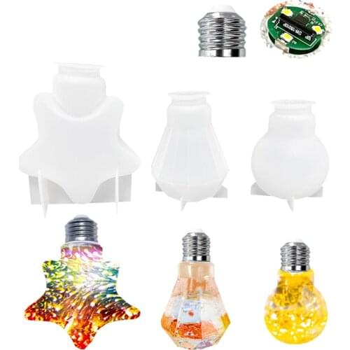 DIY Home Light Bulb Resin Molds Star Shape LED Bulb Silicone Mould With Chip Bases Epoxy Resin Kit For Home Decoration