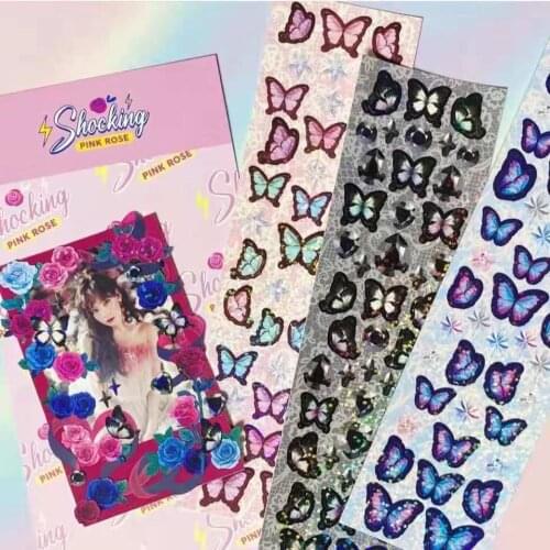 Sparkling Laser Butterfly Stickers DIY Scrapbooking Idol Card Couple Gift Stationery Decorative Stickers School Supplies