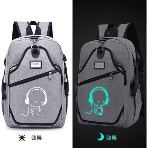 New Luminous Printing Backpack Large Capacity Male and Female Students Bag Chic Anti-theft Outdoor Travel Computer Bag USB