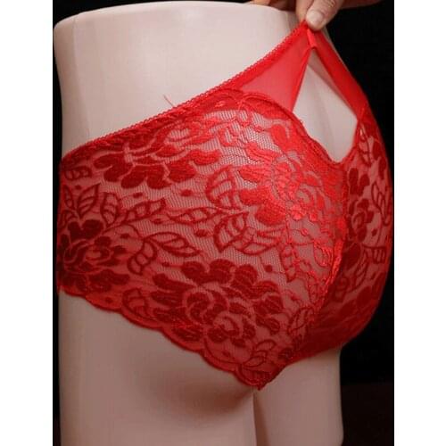 Gay Shorts Sexy Men Lace Briefs Luxurious Breathable MenS Underwear L-Xl Large Size Transparent Gay G-String/Jocks/Tanga/T-Back