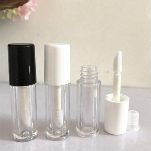 Wholesale 1.3ml Lip Gloss Tubes With Wand White Black Cap Lid Clear Lipgloss Lipstick Tubes Big Brush Containers