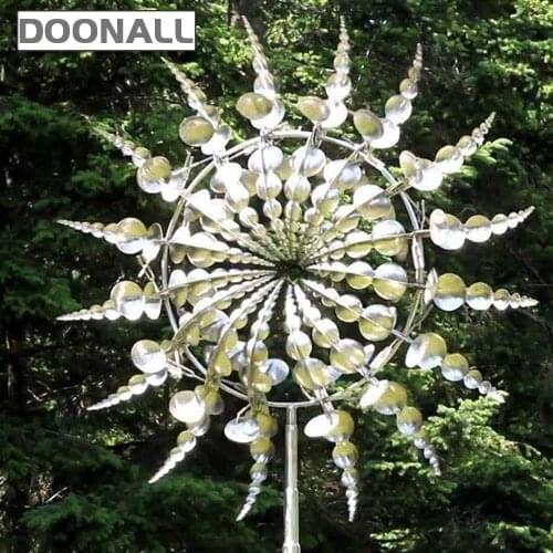Unique and Magical Metal Windmill, 3D Wind Powered Kinetic Sculpture, Lawn Metal Wind Solar Spinners for Yard and Garden Decor
