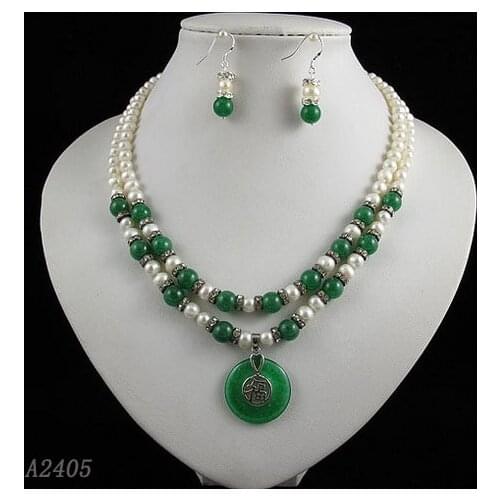 Unique Pearls jewellery Store Green Jades Natural Freshwater Cultured Choker Necklace For Girl Real Pearl Necklace Earrings
