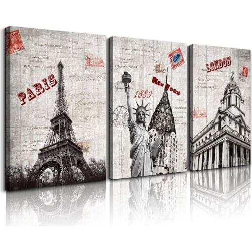 Vintage Eiffel Tower building landscape Canvas Wall Art for Living Room Bathroom Decorations Bedroom Wall decor