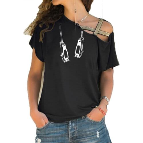 Funny Hairdressing Scissors Barber Weapon Hair Stylist Women t shirt Womens new tshirt Irregular Skew Cross Bandage tee tops