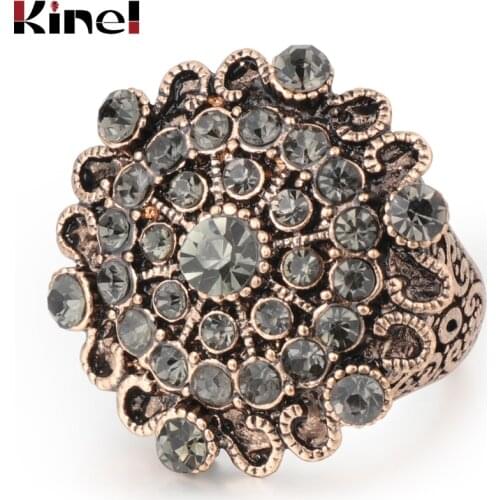 Kinel Original Design Luxury Vintage Wedding Rings For Women Boho Punk Gray Crystal Turkish Jewelery Bague Femme 2019 New