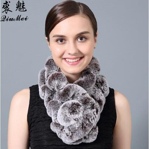 Rabbit Fur Rex Ring Scarf Winter 2018 Real Fur Scarf Pompom Natural Rabbit Fur Female Genuine Fur Scarves Women Ring Neckchief