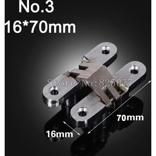 1PCS Hidden Hinges Size 16x70mm Bearing 20KG Invisible Concealed Cross Door Hinge Stainless Steel Hinge For Folding Door KF1060