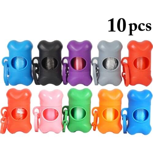 10pcs Pet Waste Bag Dispenser Portable Bone Shape Dog Poop Bag Holder With Bag Pet Cleaning Supplies For Outdoor