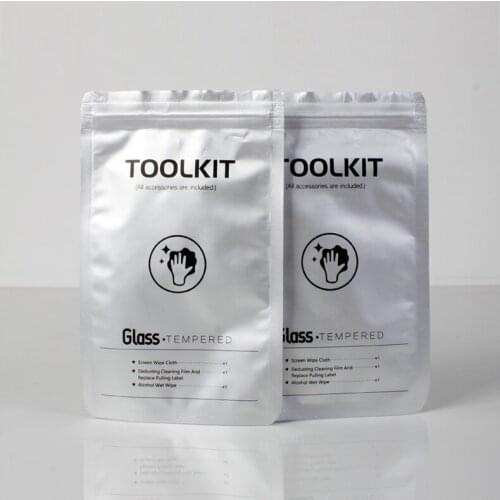 1000pcs Dust film + clean cloth + alcohol wet bag Three-piece Suit tempered glass film Clean LCD Mobile Phone Screen Film KJ-709