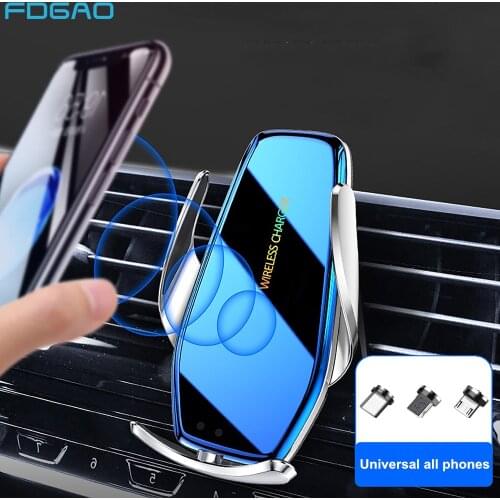 15W Qi Wireless Charger Stand Air Vent Car Mount Magnetic USB Cell Phone Holder for iPhone 12 11 XS XR X 8 Samsung S21 S20 S10
