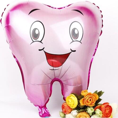 5pcs/lot Blue Pink First Tooth Party Decoration Aluminum Foil Balloons Toy Happy Birthday Kids Girls Boys Favors Events Gifts