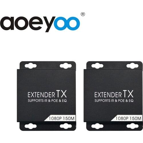 AOEYOO HDMI POC Ethernet 150m HDMI Extender 492ft With IR Remote over Single RJ45 Cat6/7 Cable HDMI Transmitter and Receive
