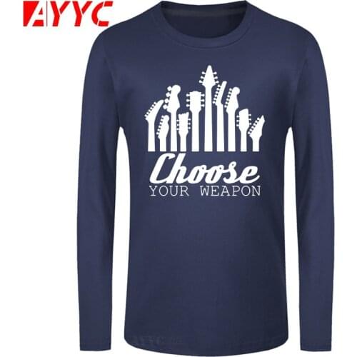 AYYC long sleeve tee Brand Clothing Men T Shirt Choose Your Weapon Mens Funny Guitar T-Shirt Electric Acoustic Bass String