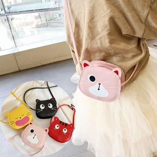 Cartoon Cat Children Coin Purse PU Baby Girls Decoration Bags Korean Style Kids Messenger Bag Fashion One-shoulder Bag