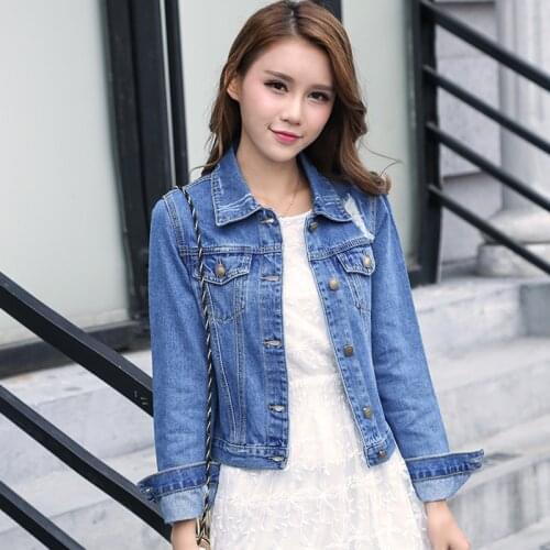 Denim Jackets Womens Blue Coat 2021 Autumn Denim Jackets for Women Jeans Single Breasted Denim Coats Female Feminine Clothing