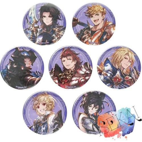 Granblue Fantasy Anime Badge Game Lancelot Vane Siegfried Arthur Mordred Aglovale Percival Metal Badge Brooch Pins