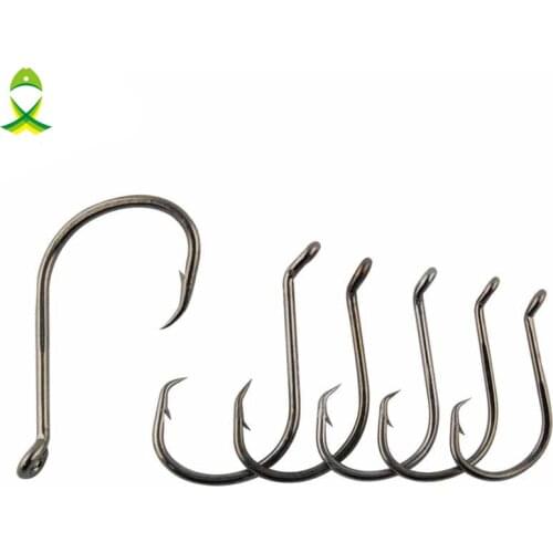 JSM 25pcs 7384 High Carbon Steel Fishing Hooks Carp Fishing Offset Sport Circle Bait Fish Hooks Size 1 2/0 3/0 4/0 5/0 6/0 8/0