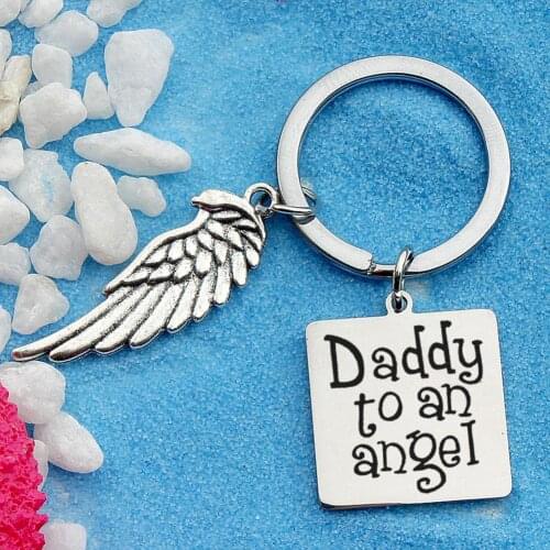 Metal Letter Mommy/Daddy to An Angle Wing Pendant Keychain Nostalgia For Memories Wing Loved One keychain Key Ring Holder Gift