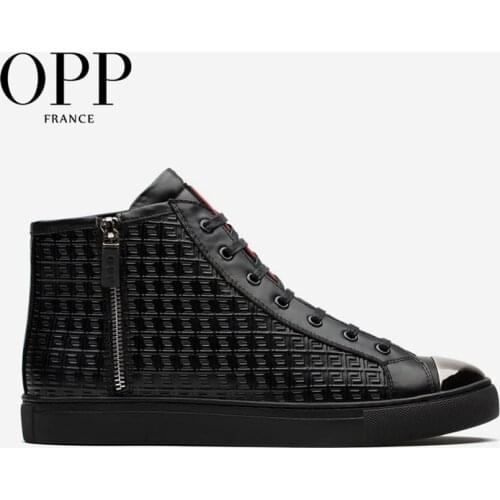 OPP Ankle Boots Motorcycle Punk Genuine Leather High-top Shoes Men Casual Leather Shoes For Men Boots Shoes Winter