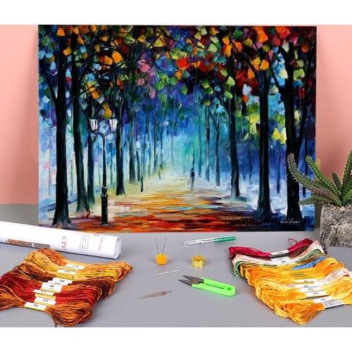 The Colors Winter Printed Fabric 11CT Cross Stitch Kit DIY Embroidery DMC Threads Handicraft Painting Handmade Different