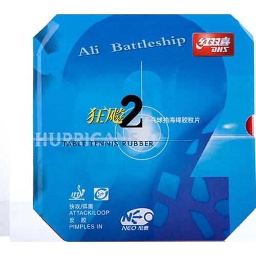 DHS NEO Hurricane 2 (Attack / Loop) Pips-In Table Tennis (PingPong) Rubber With Sponge