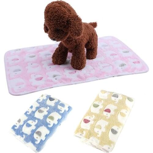 3 Pcs Pet Cat Blanket Super Soft Fluffy Premium Fleece Elephant Print Warm Flannel Throw For Dog Puppy Cat Pink Yellow Blue Mat