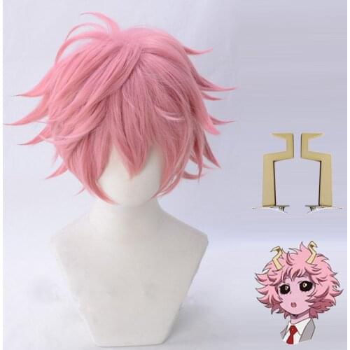 Boku no Hero Academia Mina Ashido Wig Cosplay Wigs My Hero Academia Short Synthetic Hair Ashido Mina Headdress