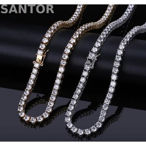 5mm Popular Micro Zircon Tennis Chain Hip Hop Jewelry Single Row Chain Mens Necklace Tennis Chain