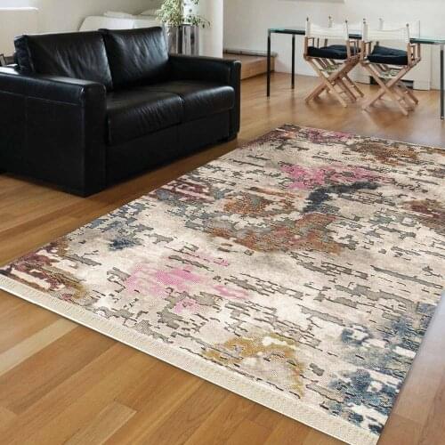 Pink Blue Brown Cream Turkish Retro Abstract Aging 3d Printed Non-slip Washable Decorative Floor Mat Bohemian Rug