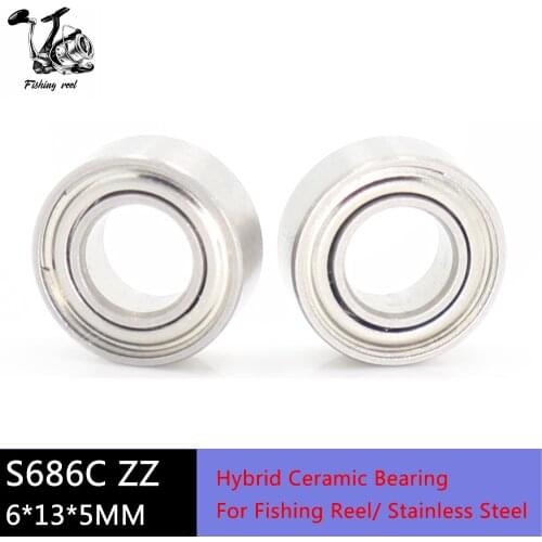 2Pcs S686ZZ CB Air Bearing 6*13*5 mm ABEC-7 Stainless Steel Hybrid Ceramic Bearings DRY Ocean Fishing Reels 686zz