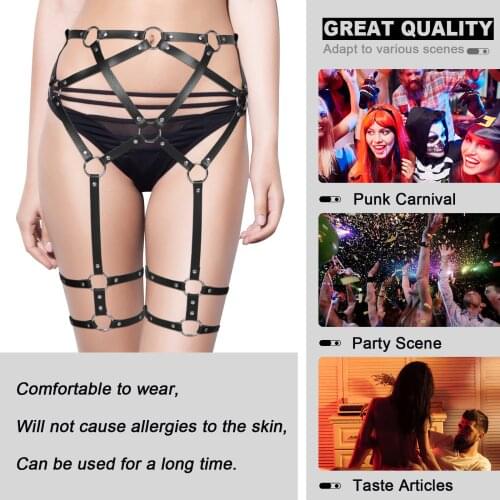 Sexy Accessories Leather Harness Women Underwear Gothic Garter Metal Belts Erotic Bondage Leg Cage Straps Lingerie For Stockings