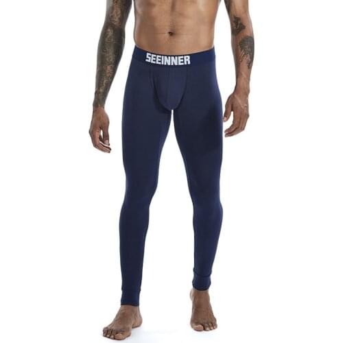 Slip seeinner jockstrap underwear Mens Thin Autumn Pants Combed Cotton Solid Color Slim Leggings Keep warm and cold