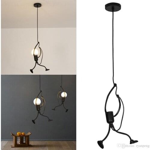 2021 Modern Charming Hanging Chandelier Creative Iron People Lamp Elegant Hanger Luminaire Adjustable Height 220-240V 2019