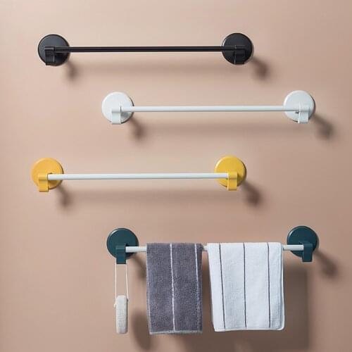 Bathroom Storage Rack Punch-free Wall Mounted Single Pole Rack Towel Hanging Rack Plastic Kitchen Rag Holder Hook Up