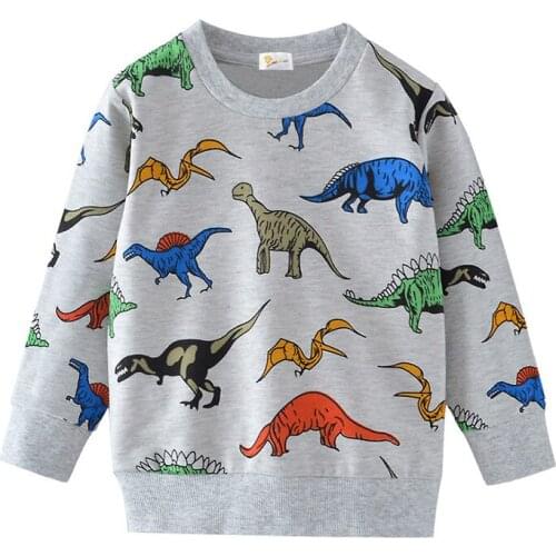 Spring and Autumn hot models sweater childrens clothing boys 3-8 years old dinosaur printed long-sleeved T-shirt cotton T-shirt