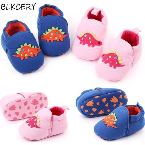 Newborn Baby Girl Soft Sole Slip-on Shoes for 1 Year Old Boy Cute Dinosaur Footwear Toddler Walking Slipper Infant First Walkers