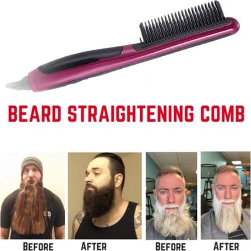 Beard Straightener Comb Portable Men Fast Hair Styling Beard Smoothing Comb LCD Display Ceramic Hair Comb Hair Style for Men