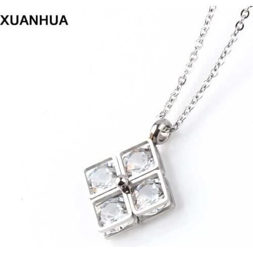 XUANHUA Wholesale Crystal Necklace Stainless Steel Necklaces & Pendants Chain Necklace Choker Stone Jewellery Women Jewelry