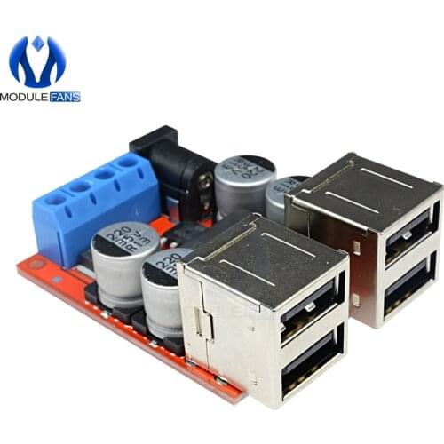 DC-DC Vehicle Charging Board 8V-35V 5V 8A Power Supply Depressurization Module 4 port USB Output mobile Charger Car