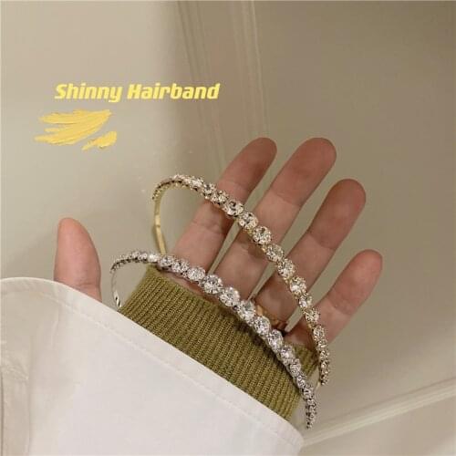Korean retro geometric rhinestone headband shiny diamond simple headband INS wind diamond headband hair accessories women