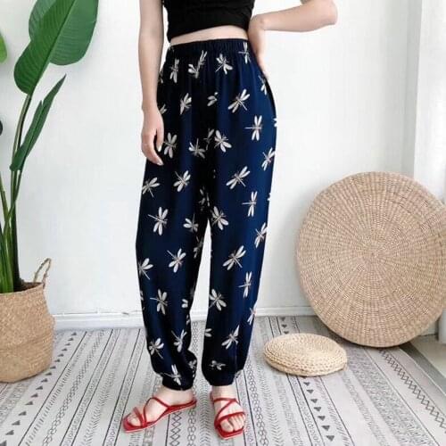 Fdfklak L XL XXL Plus Size Womens Cotton Pajama Pants Wide Leg Trousers Lounge Home Wear Printed Loose Sleeping Bottoms