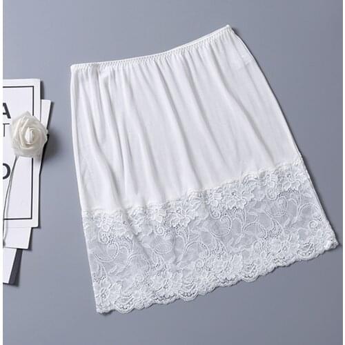 Women Silk Lace Skirts Petticoat Slim Slim Underskirts Straight Silk Solid Color At Knee-Length Skirts Office Skirt 914-A202