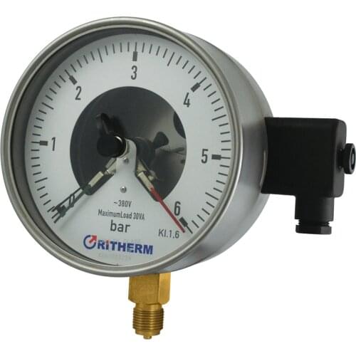 150mm stainless steel bottom connection oil filled Electric contact pressure gauge
