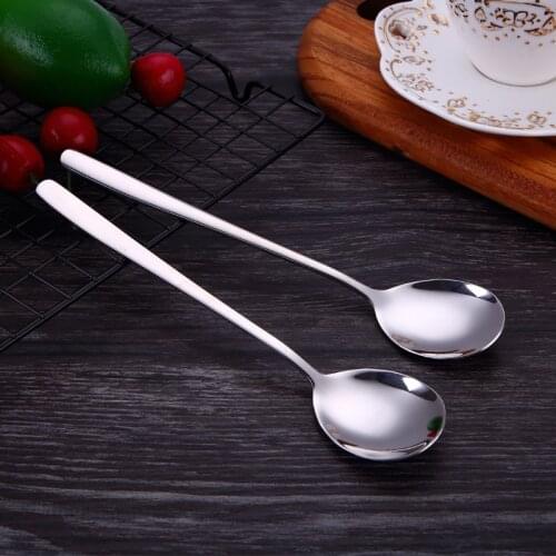 2pcs/set 304 Stainless Steel Spoon With Long Handle Spoons Home Kitchen Tableware Spoons