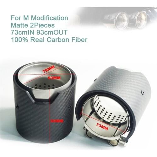 2pieces/lot 73MM INLET OD 93MM OUT Matte Real Carbon Fiber Exhaust tip For M Performance exhaust pipe