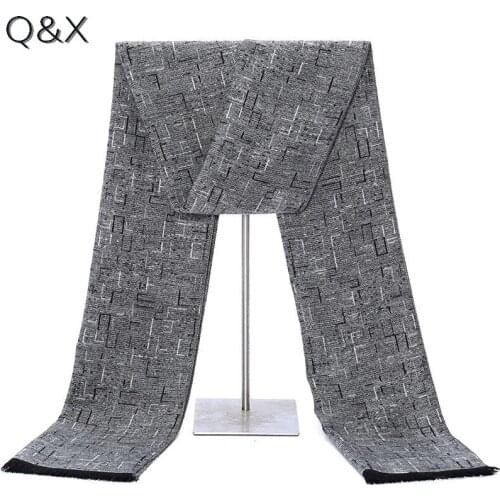 2018 Faux Cashmere Warm Winter Designer Fashion Plaid Long Black Grey Red Male Ring Carriage Scarf Men Thick Printed Shawl
