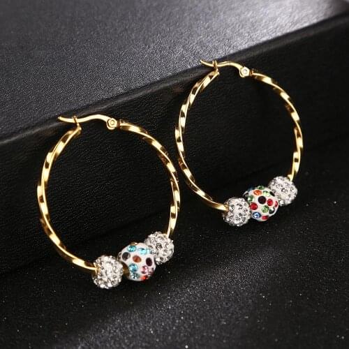 3pais/lot Hot Sale Punk Hoop Earrings 316L Stainless Steel Crystal Stone Hoop Earrings For Women Brincos